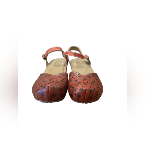 L'artiste Spring Step Livvy Leather Suede Sandle Floral Red Size 37 EUC - Picture 3 of 8